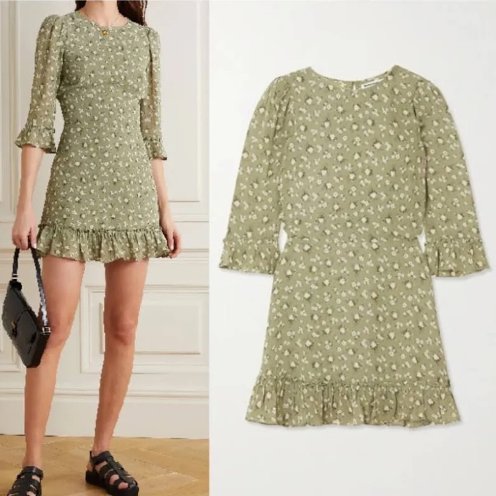 Reformation Doutzen dress, size 10, color: terrace, 3/4 sleeve